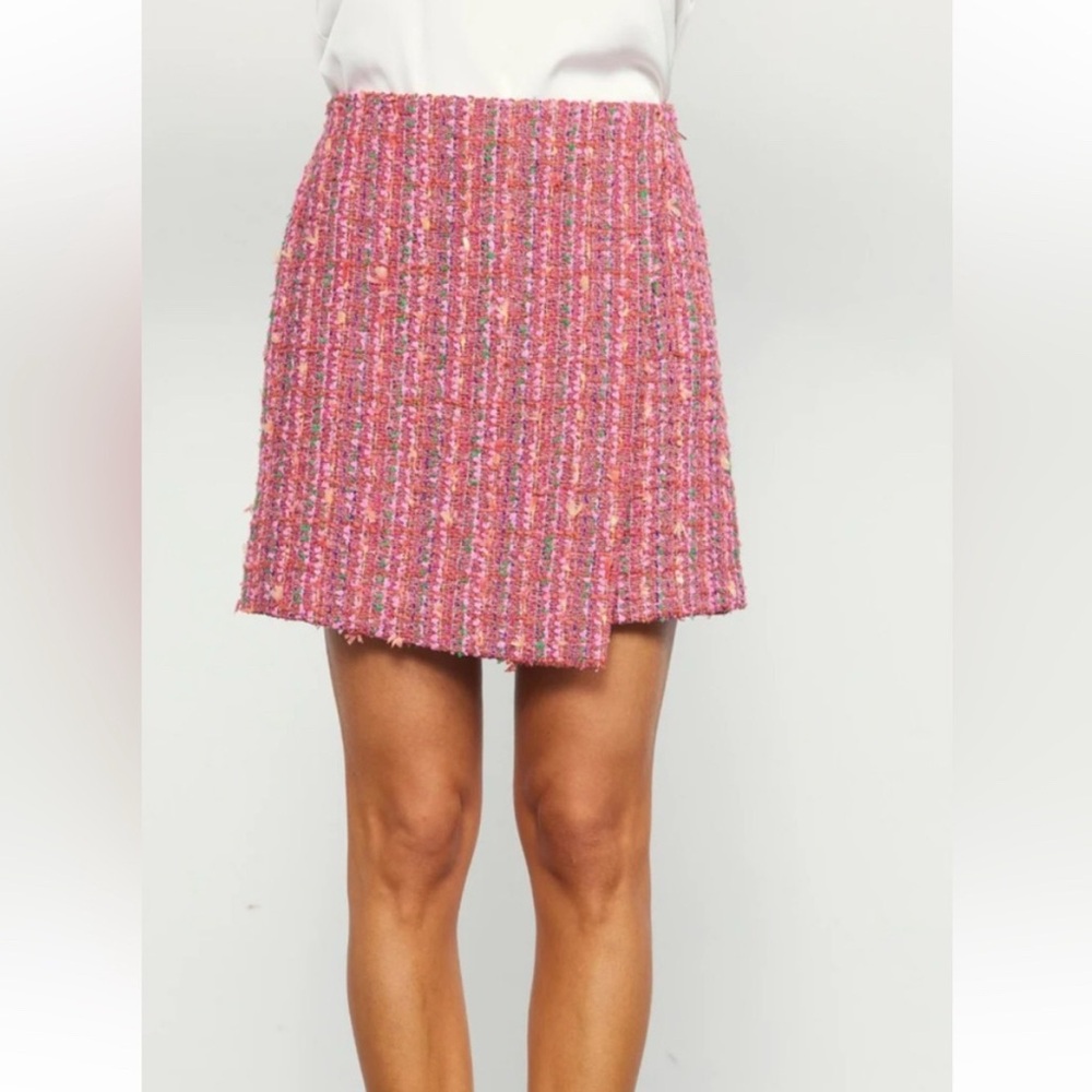 Skies Are Blue Mini Skirt Pink Tweed Textured Wrap Style 1X‎ Curvy